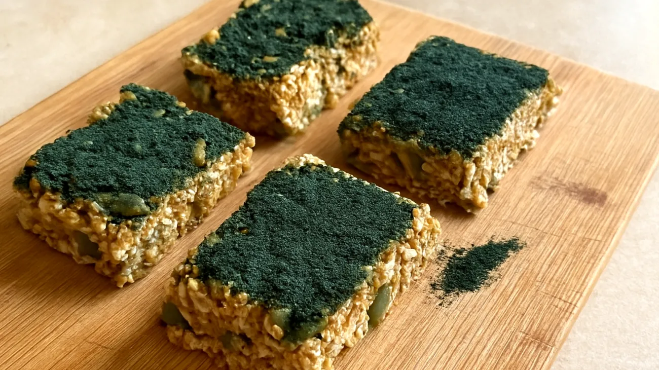 Barrette di avena con semi di zucca e spirulina"