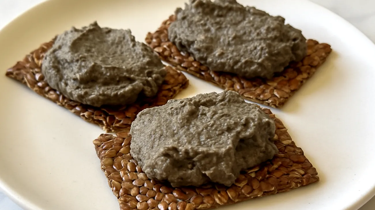 Crackers di semi di lino con hummus di ceci neri"