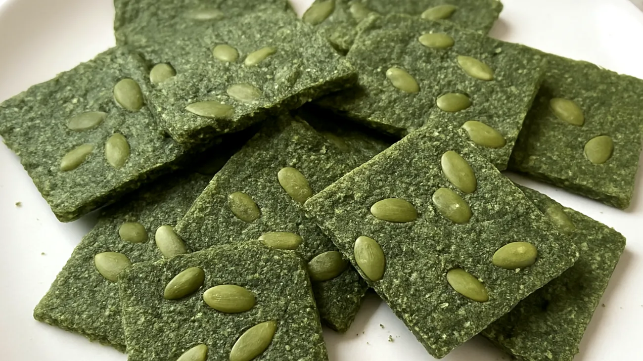 Crackers di semi di zucca e spirulina"