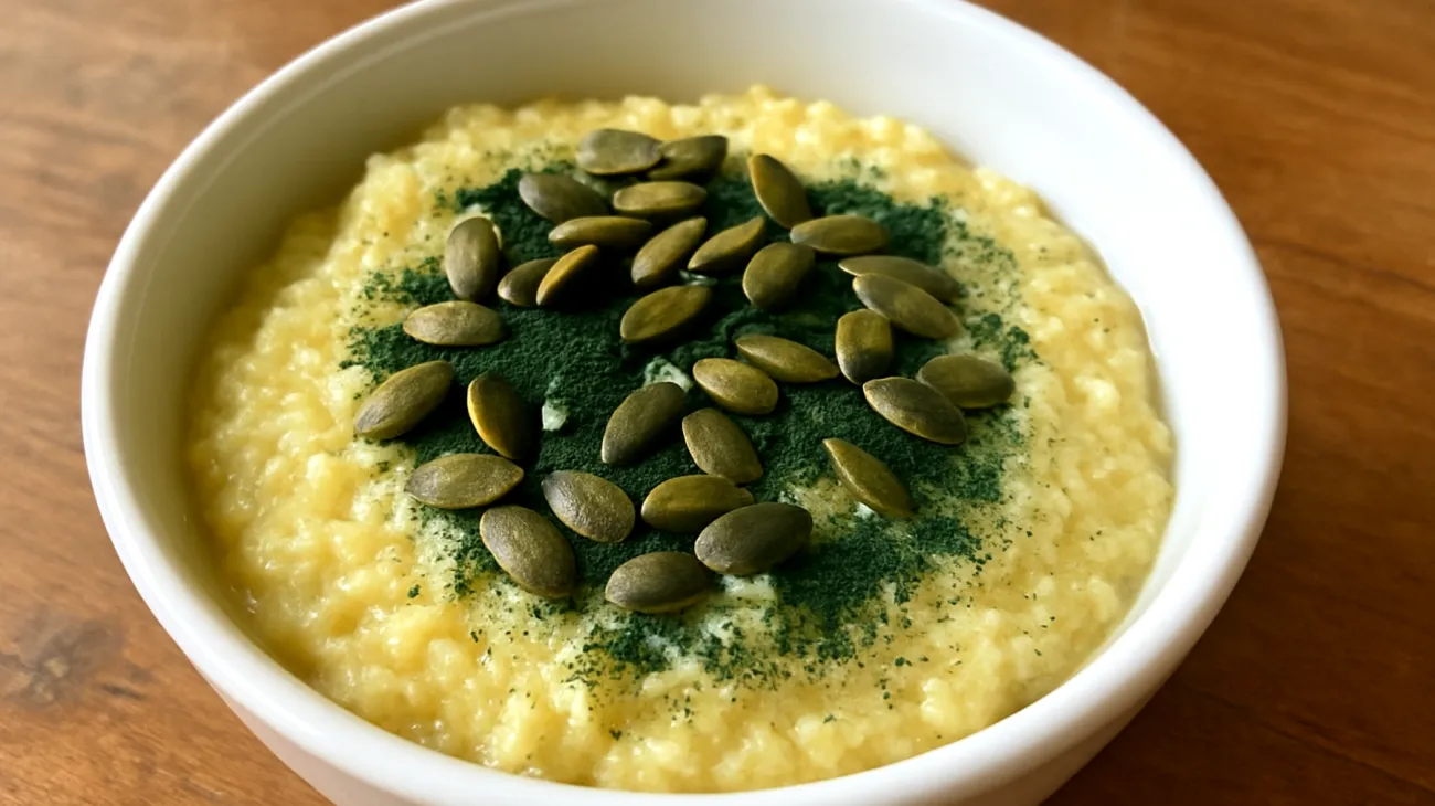 Porridge di miglio con semi di zucca e spirulina"
