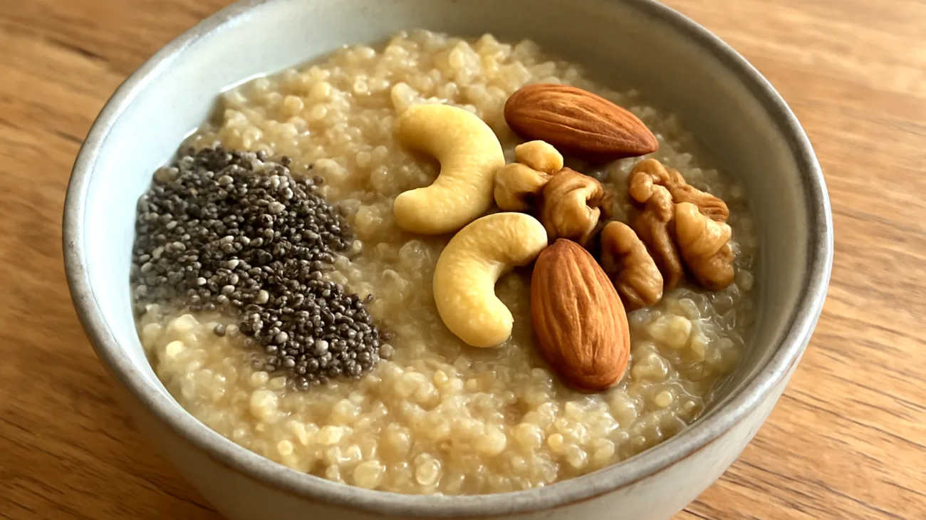 Porridge di quinoa con semi di chia e frutta secca"