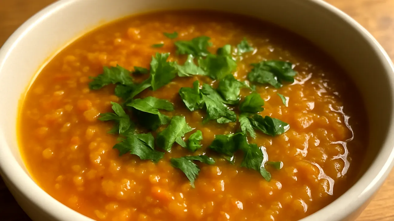 Zuppa di lenticchie rosse con zenzero e curcuma"